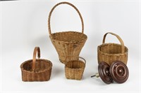 4 Black Ash Handled Baskets