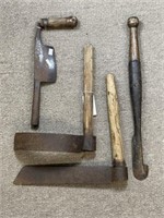 4 Primitive Wooden Handle Tools