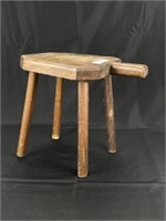 4 Legged Wooden Country Milking Stool w/ Handle