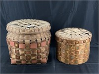 2 Potato Stamped Decorated Covered Baskets