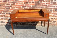 French Mahg. Desk w/ inlay painted back