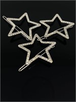 Silver Star Rhinestone Hair Clips