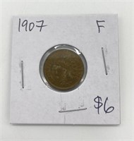1907 Graded Indian Head Penny Coin