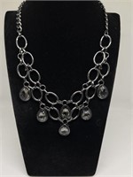 Black Rhinestone Necklace & Matching Earrings