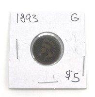 1893 Graded Indian Head Penny Coin