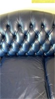 Navy Leather Sofa: Tufted Back, 3 Removable Seat