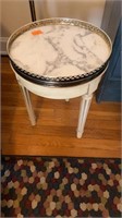 Vintage Small Round Accent Table,  Marble Top,
