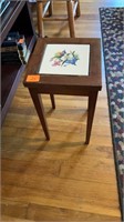 Small Accent Table with Decorative Tile Inlay Top,