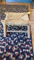 Wooden Stool with Woven Seat, 15 x 10 x 12