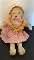Vintage Stuffed Fabric Doll With Embroidered