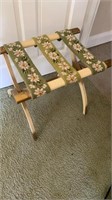 Vintage Folding Luggage Stand With Cross-Stitch