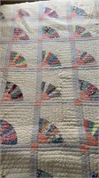 Antique Fan Quilt ,Machine and Hand Stitched, 78 x