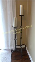 Two Metal Pillar Candle Floor Stand Holders