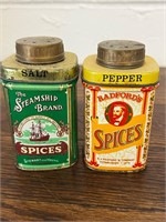 Vtg S&P Set Tins Steamship Brand Spices Radford's
