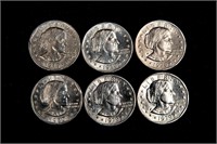 Six- Susan B. Anthony US Dollar Coins-1979P,1980D