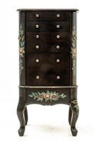 Powell Standing Jewelry Cabinet w/ Tole Painting