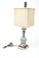 Silver, Blue, & Cream 3-Way Table Lamp