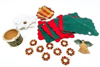 Holiday Table Linens, Rustic Folk Wooden Angel +