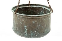 Extra Large Extra Old Hanging Copper Pot w/ Stand