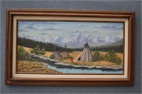 Native American Village Painting