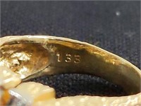 Unmarked 14 K gold diamond ring (PB). 5.6 grams &