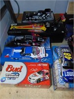 6 various die cast racecar models --