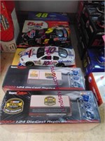 6 various die cast racecar models --