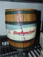 Budweiser barrel shaped tin w/ lid
