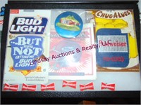 2 Displays: misc Budweiser items & other items--