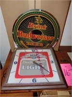 Budweiser clock 13" x 13" & mirror 15"