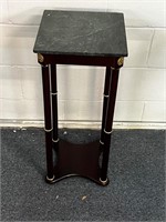 Wooden Cherry Plant Stand Square Green Marble Top