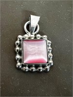 Vintage 925 silver Mexico pink pendant 12.64 grams