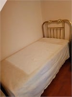 Vintage Twin Bed with Brass Headboard