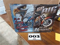2 NEW 12 x 8 motorcycle signs