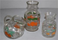 lot 3 vintage orange juice pitchers