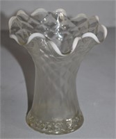 vintage opalescent crinkle top vase 6.5"