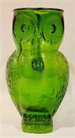 Vintage MCM Green Glass Owl Pitcher