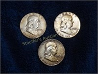 3 Franklin Half Dollars 1952(D)1953(D), 1957(n/m)