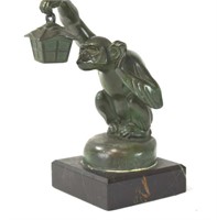 Signed Bronze Monkey w Lantern