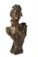 Bronze Bust of A Girl Signed
