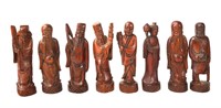 Chinese Carved Eight Immortals Wood Figures