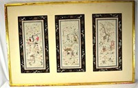 Chinese Framed Silk Embroidered Panels