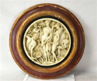 18th C. European Carved Round Marble Plaque