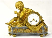 Gilt Bronze & Marble Clock