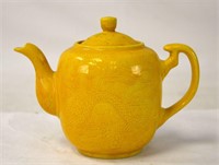 Chinese Carved Yellow Ground Teapot