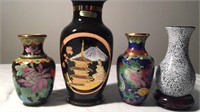 Chokin Art And Assorted Small Vases