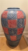 Large Floor Pottery Vase w Artificial Flowers
