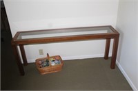 60" Wooden with Glass Insert Sofa Table