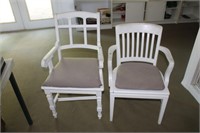 (2) Wooden Arm Chairs, painted white
