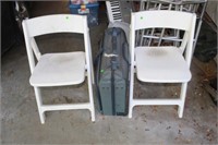 (2) Vinyl Folding Chairs & Miscellaneious Luggage